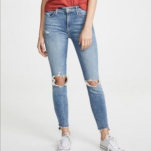 Mother denim ankle step fray helter skelter wash